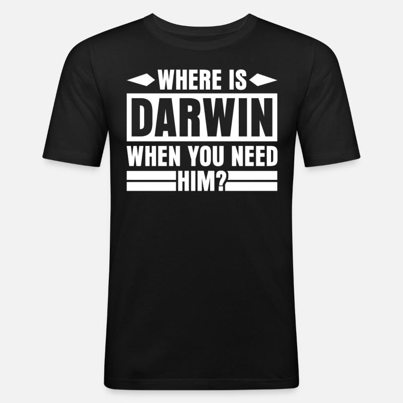 Misanthrope Darwin Darwinism - Männer Slim Fit T-Shirt - Schwarz