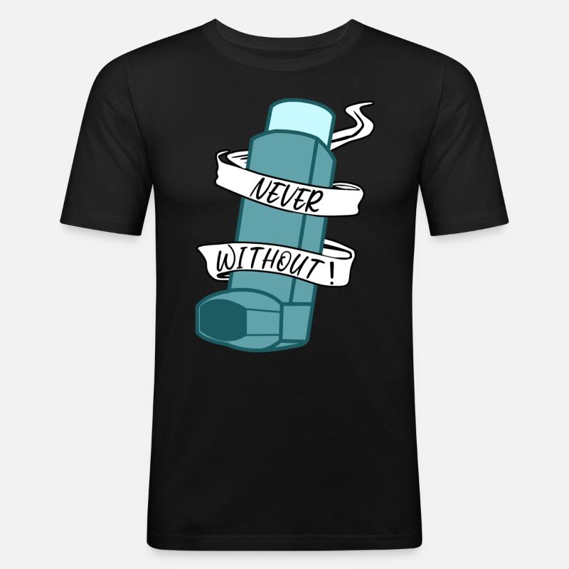 Asthmatic Asthma Inhaler Wheezing - Männer Slim Fit T-Shirt - Schwarz