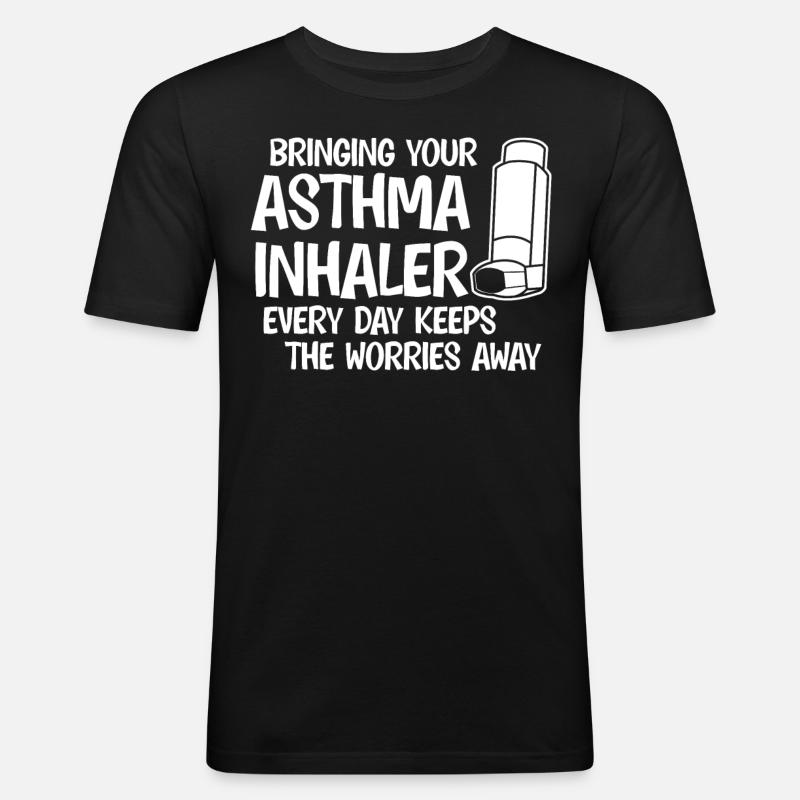 Asthma Inhaler Joke Asthmatic - Männer Slim Fit T-Shirt - Schwarz