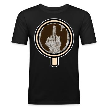 Café au misanthrope du doigt d'honneur - T-shirt près du corps Homme - noir - Devant - Nik (191cm)