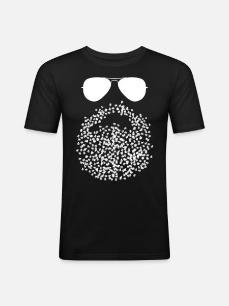 Ladybug Beard with Ladybugs - Men's Slim Fit T-Shirt - black
