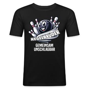 Kegelbrüder Kegel Kegelverein Design zum Kegeln - Männer Slim Fit T-Shirt - Schwarz - Vorne - Nik (191cm)