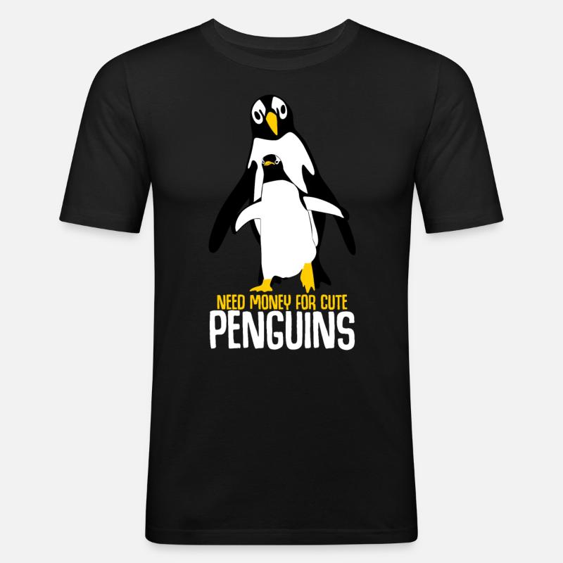 Penguins Penguin - Männer Slim Fit T-Shirt - Schwarz