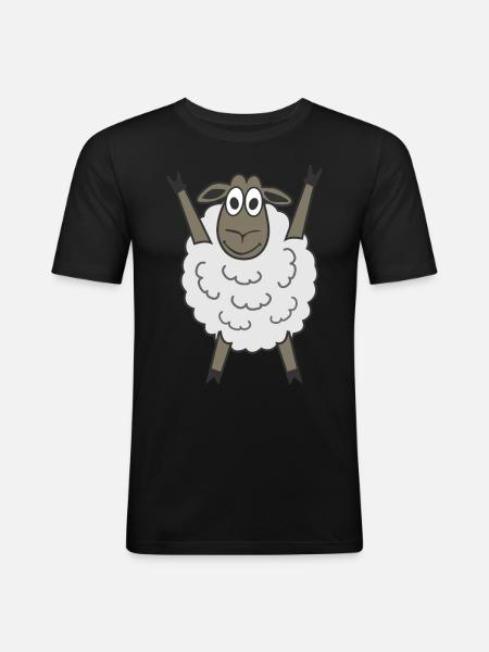 Sheep Funny Shepherd Farmer - Men's Slim Fit T-Shirt - black