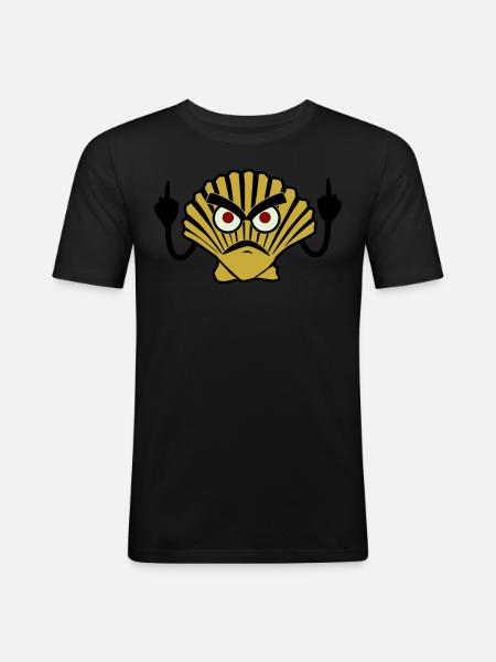 Middle Finger Clams Clam Seashell - Männer Slim Fit T-Shirt - Schwarz