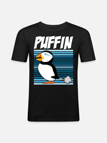 Puffins Farting Puffin - Men's Slim Fit T-Shirt - black