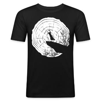 Puffins Moon Puffin - Männer Slim Fit T-Shirt - Schwarz - Vorne - Nik (191cm)
