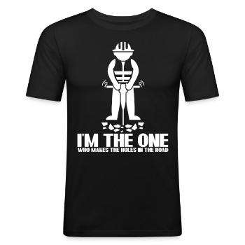 Roadbuilder Highway Worker Road Keeper - Männer Slim Fit T-Shirt - Schwarz - Vorne - Nik (191cm)