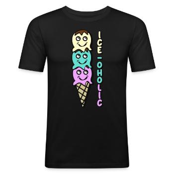 Ice Cream - Männer Slim Fit T-Shirt - Schwarz - Vorne - Nik (191cm)