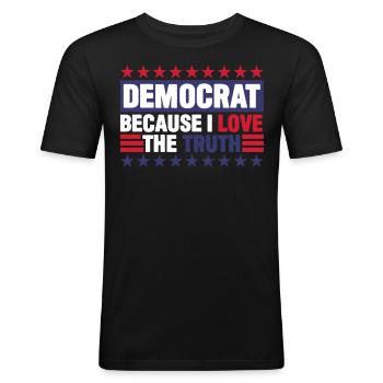 Démocratie Démocrate Démocrate - T-shirt près du corps Homme - noir - Devant - Nik (191cm)