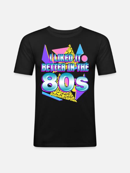 Retro 1980 80s - Männer Slim Fit T-Shirt - Schwarz