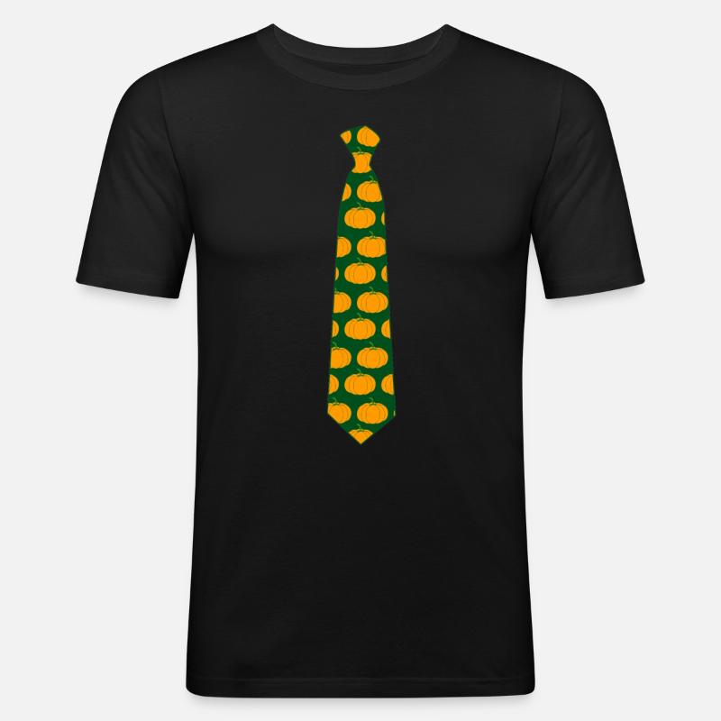 Pumpkin Tie Pumpkins - Männer Slim Fit T-Shirt - Schwarz