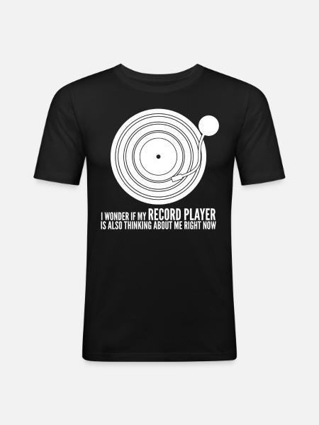 Tourne-disque vinyle - T-shirt près du corps Homme - noir