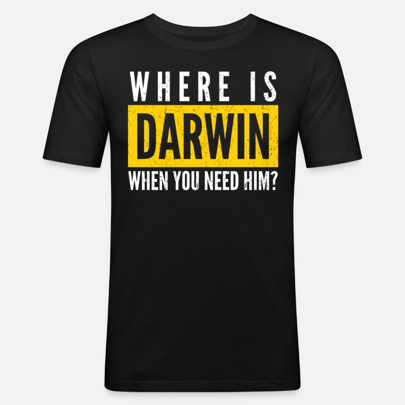 Prix Misanthrope Darwin Darwinisme - T-shirt près du corps Homme - noir