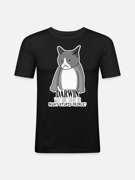 Darwinism Darwin Award Misanthrope Joke - Men's Slim Fit T-Shirt - black