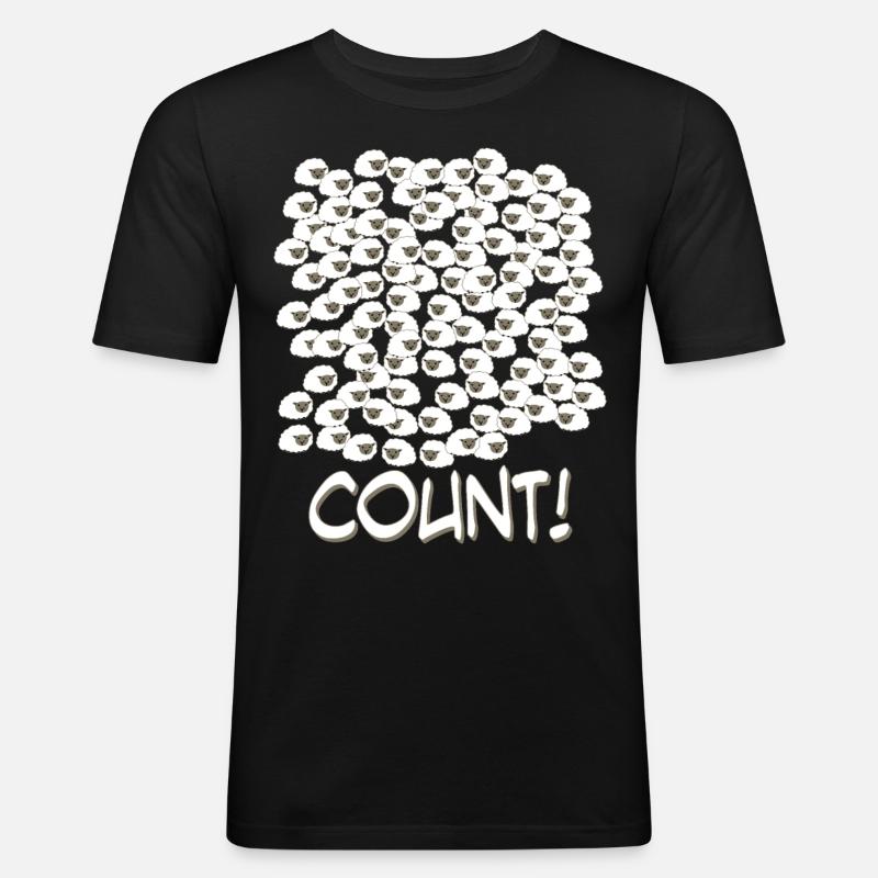 Sheep Counting - Männer Slim Fit T-Shirt - Schwarz