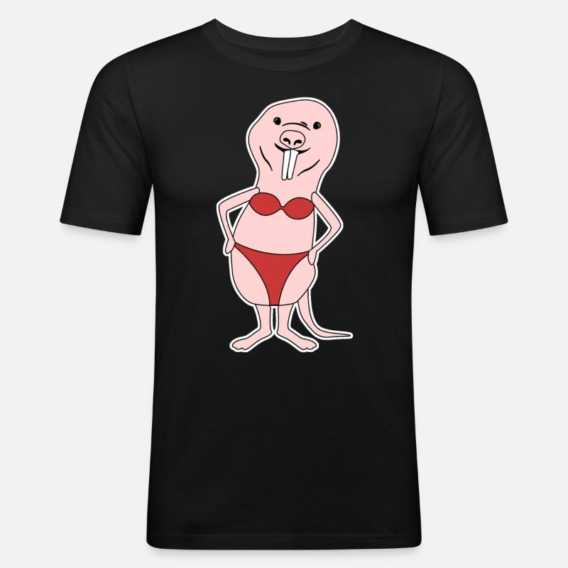 Naked Mole Rat Bikini - T-shirt près du corps Homme - noir
