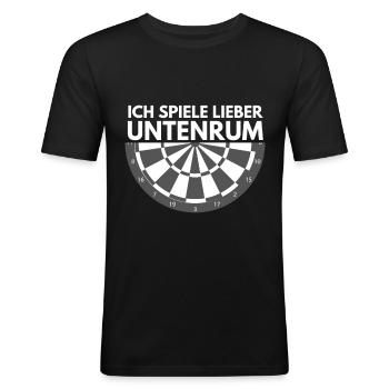 Dartspieler Lustiger Dart Spruch - Ich Spiele - Männer Slim Fit T-Shirt - Schwarz - Vorne - Nik (191cm)