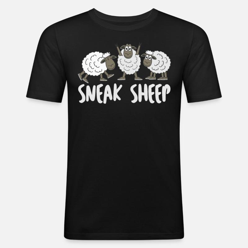 Sheep with Sneakers - Männer Slim Fit T-Shirt - Schwarz