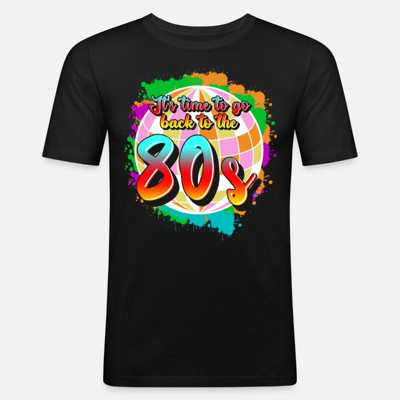 Retro 1980 80s Disco - Männer Slim Fit T-Shirt - Schwarz