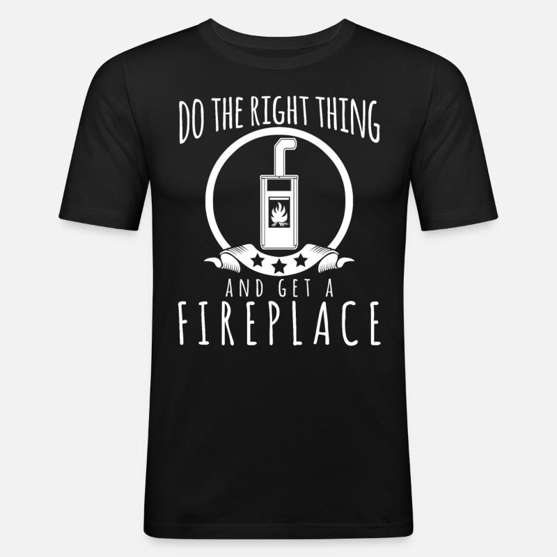 Fireplace - Männer Slim Fit T-Shirt - Schwarz