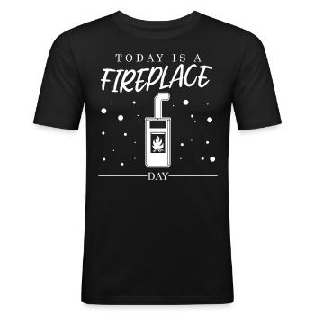 Cheminée Bois de chauffage - T-shirt près du corps Homme - noir - Devant - Nik (191cm)