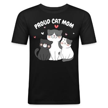 Proud Cat Mom Kitten Hearty Funny - Men's Slim Fit T-Shirt - black - Front - Nik (191cm)