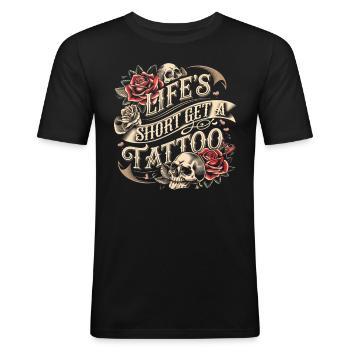 Tattoo Studio Tattoo Artist Tattoo Ideas - Men's Slim Fit T-Shirt - black - Front - Nik (191cm)