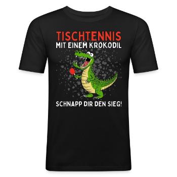 Tischtennis Mit Einem Krokodil Schnapp Dir Den - Männer Slim Fit T-Shirt - Schwarz - Vorne - Nik (191cm)