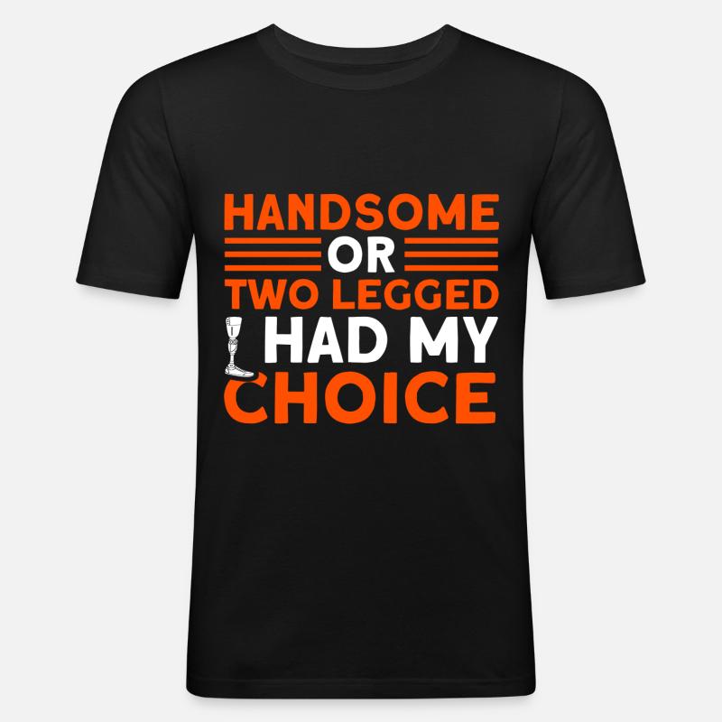 Handicap Amputé Amputation Prothèse Jambe - T-shirt près du corps Homme - noir