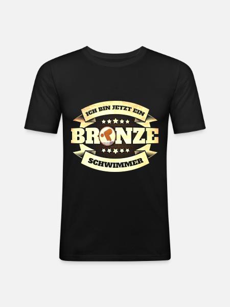 Schwimmer Schwimmprüfung Bronze Geschenk - Männer Slim Fit T-Shirt - Schwarz