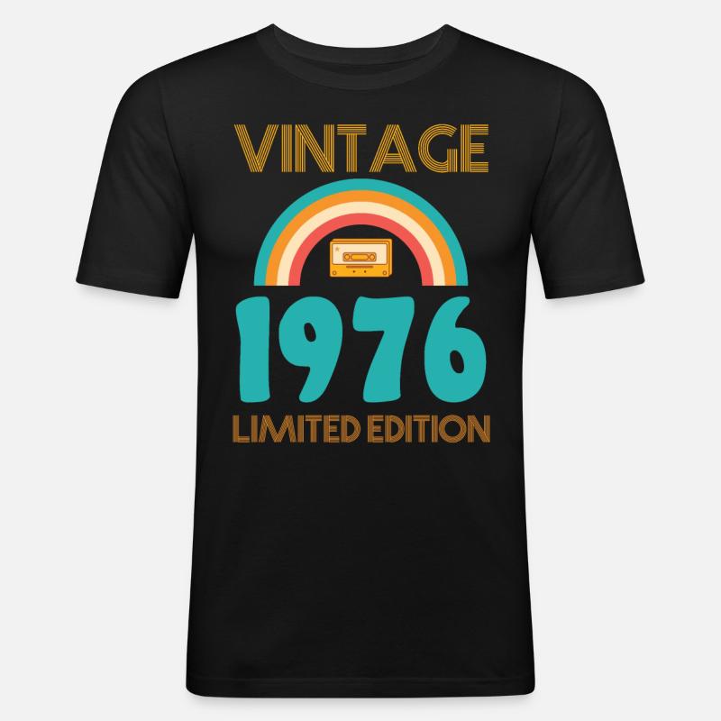 Retro Classic 1976 - Männer Slim Fit T-Shirt - Schwarz