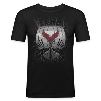 Viking Ship - Männer Slim Fit T-Shirt - Schwarz - Vorne - Nik (191cm)
