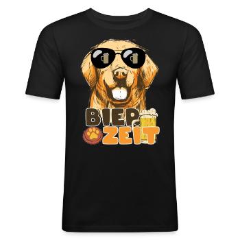 Golden Retriever Bierzeit Hund und Bier - Männer Slim Fit T-Shirt - Schwarz - Vorne - Nik (191cm)