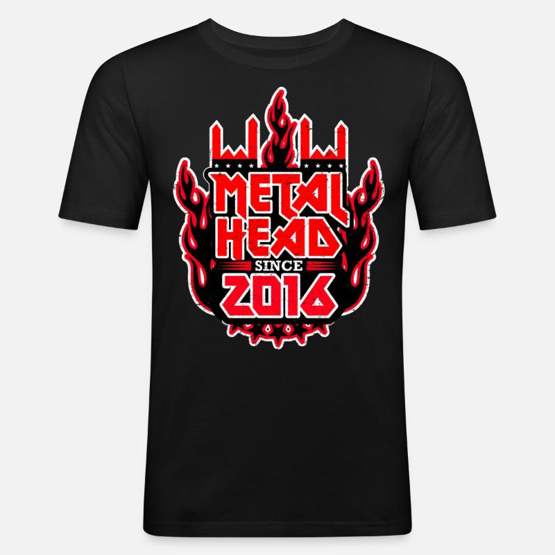METALHEAD since 2016 - Männer Slim Fit T-Shirt - Schwarz