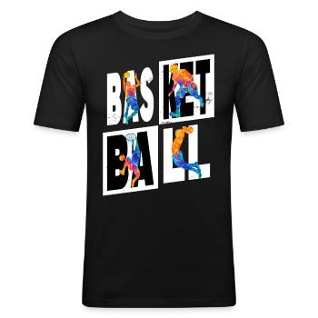 Basketball Basketball Player Vintage Colorful - Men's Slim Fit T-Shirt - black - Front - Nik (191cm)