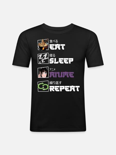 Eat Sleep Anime Repeat - Men's Slim Fit T-Shirt - black