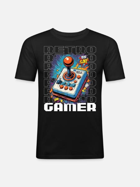 Retro Gamer Adventure Joystick - Men's Slim Fit T-Shirt - black