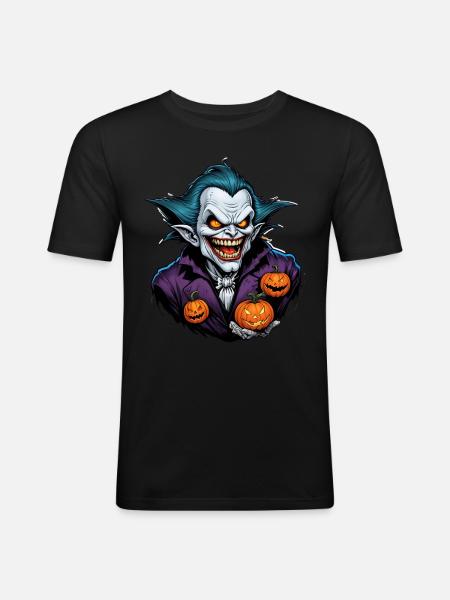 Halloween Vampire with Pumpkins - Men's Slim Fit T-Shirt - black