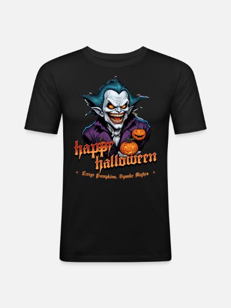 Halloween Vampire with Pumpkins - Men's Slim Fit T-Shirt - black