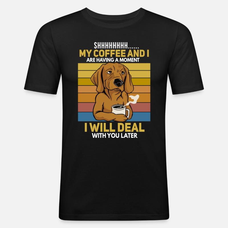 Lustiger Hunde Kaffeetrinker Spruch - Männer Slim Fit T-Shirt - Schwarz
