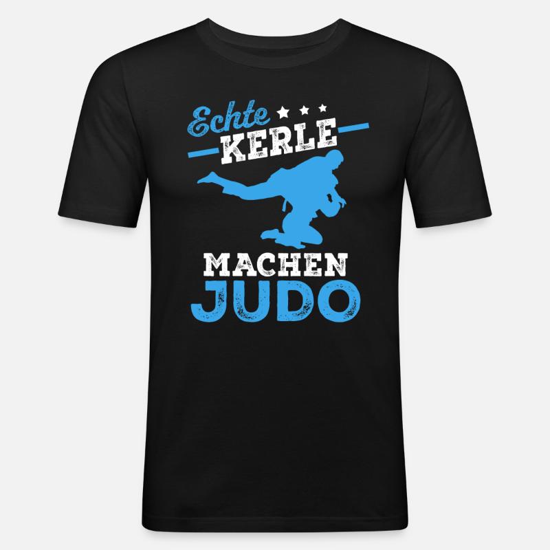Echte Kerle machen Judo - Männer Slim Fit T-Shirt - Schwarz