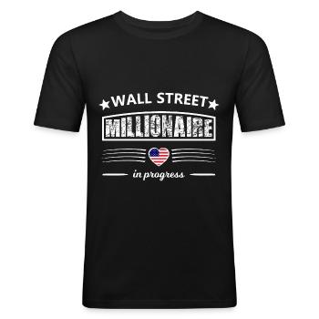 Millionnaire de Wall Street - T-shirt près du corps Homme - noir - Devant - Nik (191cm)
