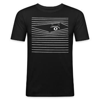 Lustiger Waschbär Streifen - Männer Slim Fit T-Shirt - Schwarz - Vorne - Nik (191cm)
