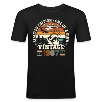 vintage vintage 1987 35e anniversaire cadeau homme - T-shirt près du corps Homme - noir - Devant - Nik (191cm)