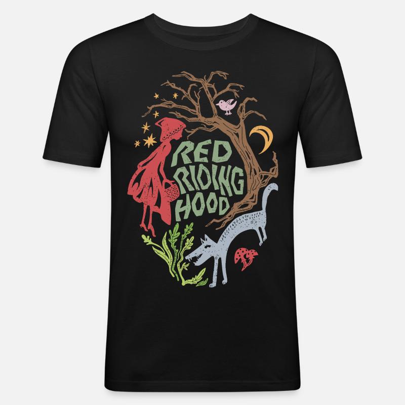 Rotkäppchen und der Wolf - Männer Slim Fit T-Shirt - Schwarz
