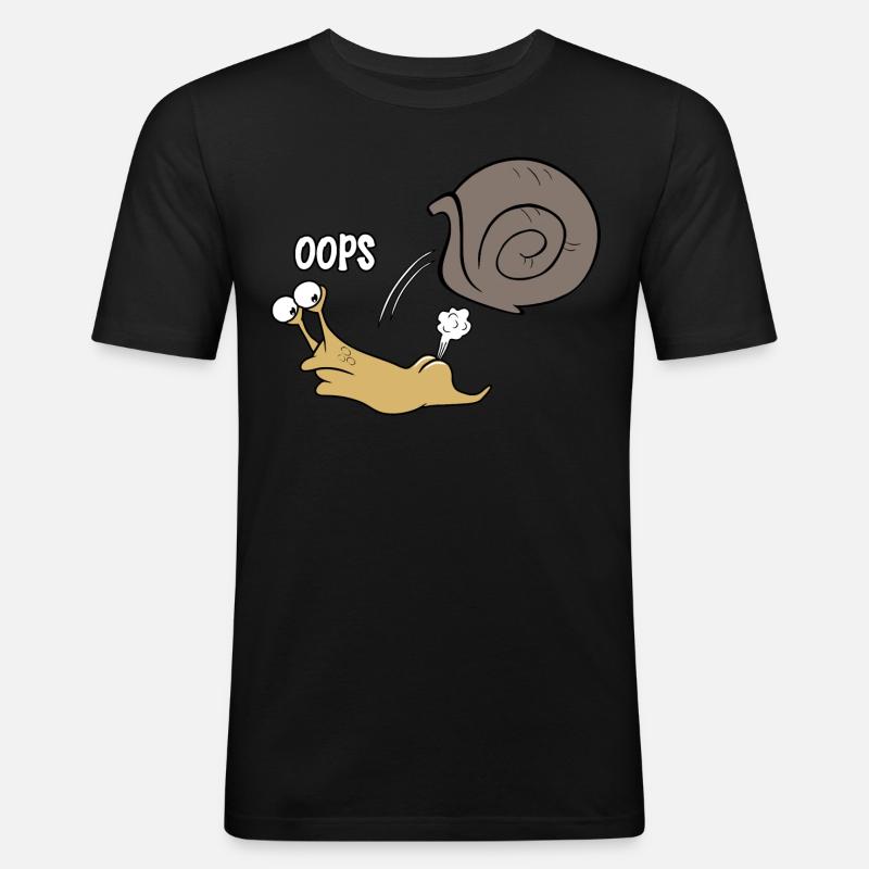 Schnecke oops - Männer Slim Fit T-Shirt - Schwarz