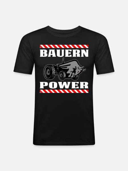 Bauern Power - Männer Slim Fit T-Shirt - Schwarz