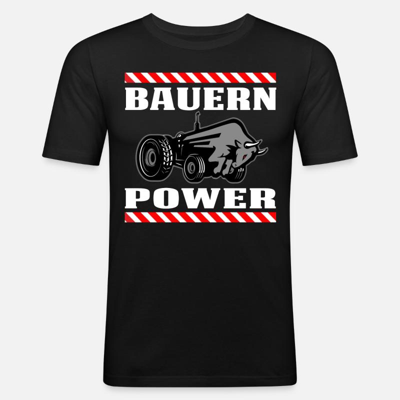 Bauern Power - Männer Slim Fit T-Shirt - Schwarz