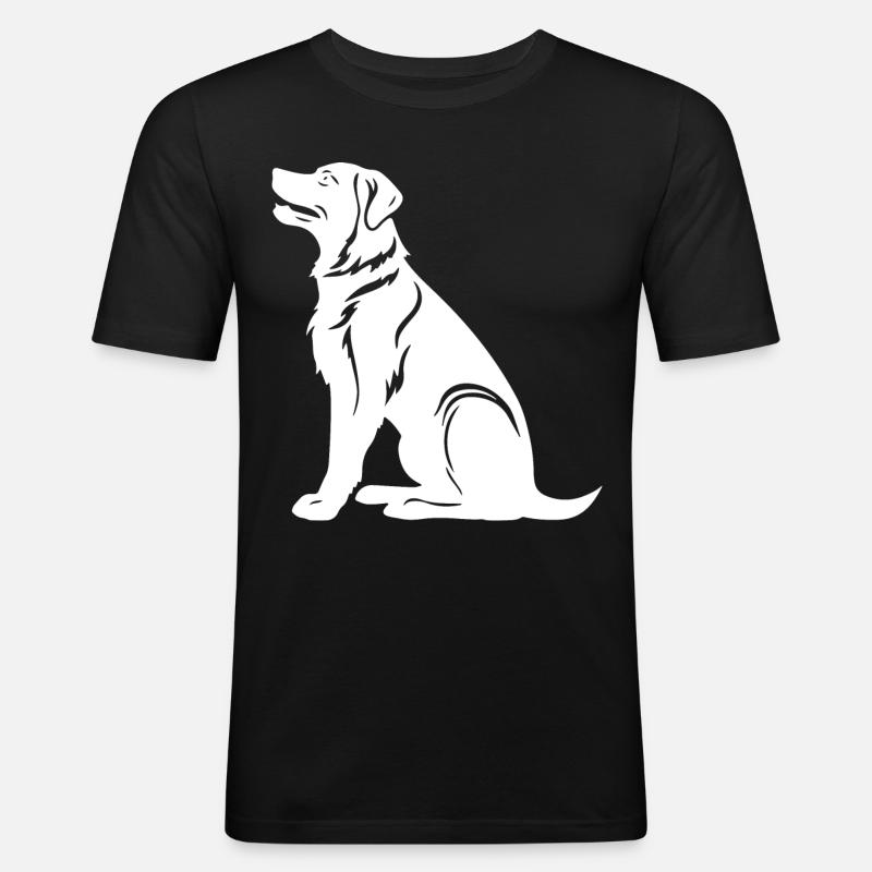 Samojede Hund Silhouette - Männer Slim Fit T-Shirt - Schwarz